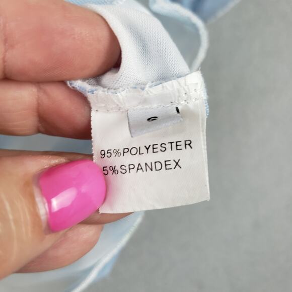 Celestial Cloud Angel Print Sheer Layered Top Pastel Blue Cherub Ethereal Size S - Picture 8 of 9